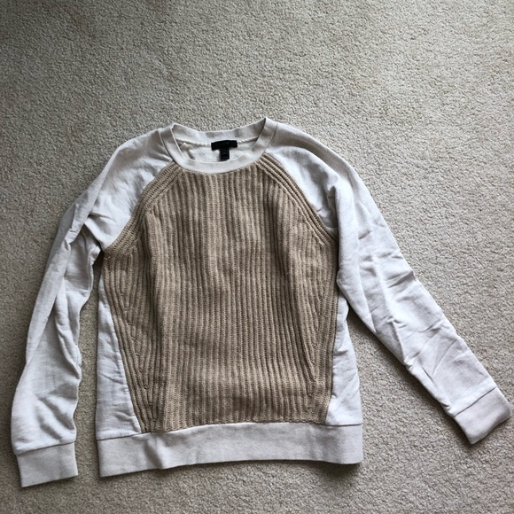 J. Crew Sweater Front Sweatshirt in Beige - Picture 1 of 4